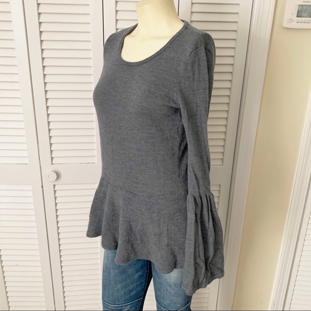 Nanette Lepore Peplum Bell Sleeve Merino Sweater L - Picture 4 of 11